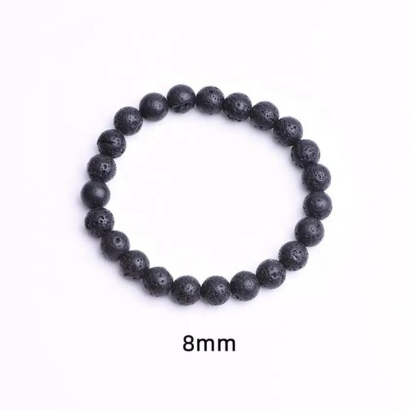 Lava Bead Bracelet, Black Volcanic Rock, Essential Oil Diffuser, Stretch - Picture 9 of 16